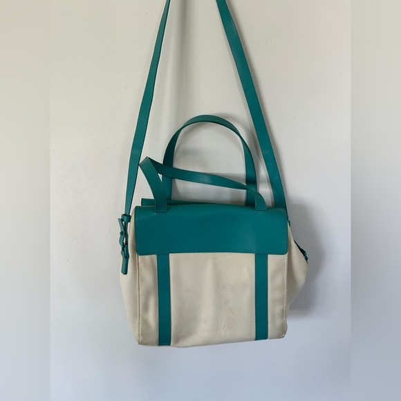 Aqua and Canvas Kate Spade Saturday Purse - Picture 8 of 12